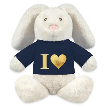 Buchstabe i Goldenes Herz - MiniFeet® RecycelHase® Creme - French Navy - Vorne