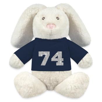 74 Silver Glitter - 74 Birthday - MiniFeet® RecycelHase® Bunny Cream - french navy - Front