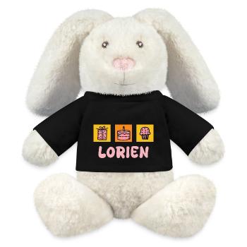 Lorien als Vorname - MiniFeet® RecycelHase® Creme - Schwarz - Vorne