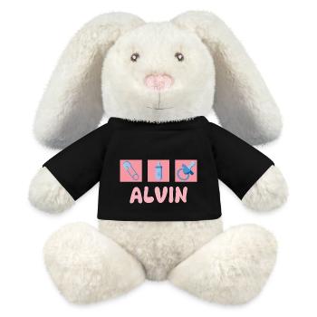 Schnuller Alvin - MiniFeet® RecycelHase® Creme - Schwarz - Vorne