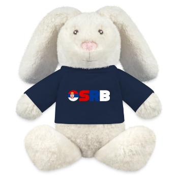 Serbie - Lapin en peluche recyclé MiniFeet® Crème - bleu marine - Devant