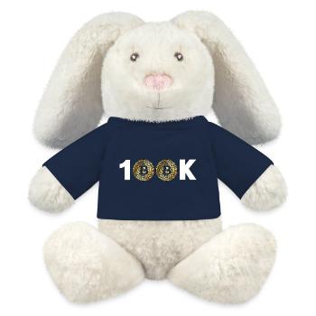 Bitcoin Bitcoin BTC 100k Cryptomonnaie - Lapin en peluche recyclé MiniFeet® Crème - bleu marine - Devant