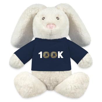 Bitcoin Bitcoin BTC 100k Cryptomonnaie - Lapin en peluche recyclé MiniFeet® Crème - bleu marine - Devant