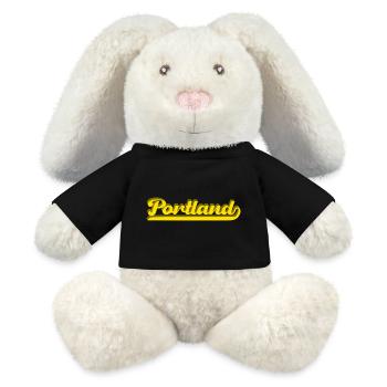 Portland Rétro Script - Lapin en peluche recyclé MiniFeet® Crème - noir - Devant