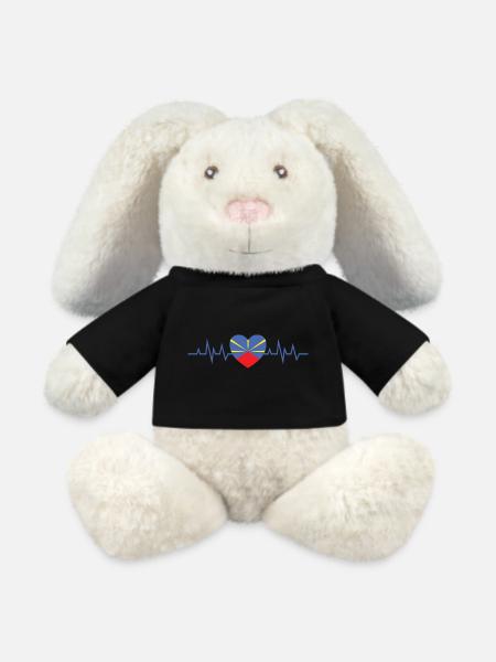 Idee cadeau souvenir drapeau de la Réunion 974 - Lapin en peluche recyclé MiniFeet® Crème - noir