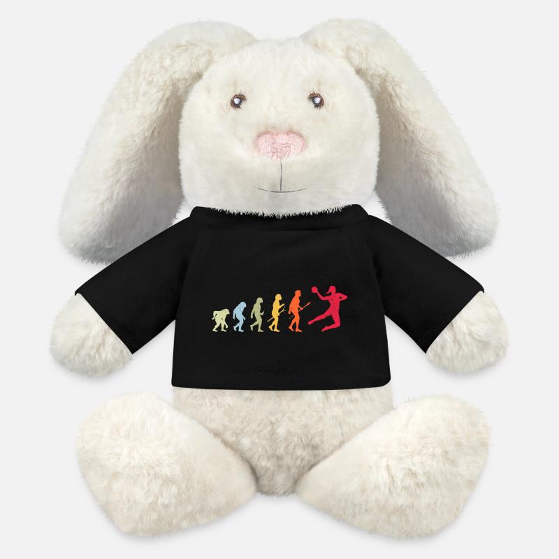 Évolution du handball - Lapin en peluche recyclé MiniFeet® Crème - noir