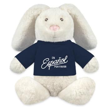 En español por favor - Lapin en peluche recyclé MiniFeet® Crème - bleu marine - Devant