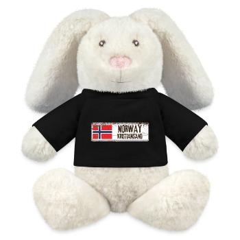 Kristiansand Norwegen Flagge - MiniFeet® RecycelHase® Creme - Schwarz - Vorne