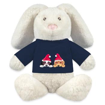 Spannende Hunde mit Nikolausmützen - MiniFeet® RecycelHase® Creme - French Navy - Vorne