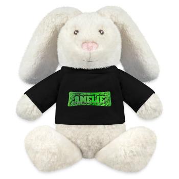 Prénom Amélie - Lapin en peluche recyclé MiniFeet® Crème - noir - Devant