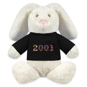 Fleurs 2001 - Lapin en peluche recyclé MiniFeet® Crème - noir - Devant