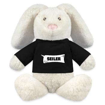 Seiler als Sprechblase - MiniFeet® RecycelHase® Creme - Schwarz - Vorne