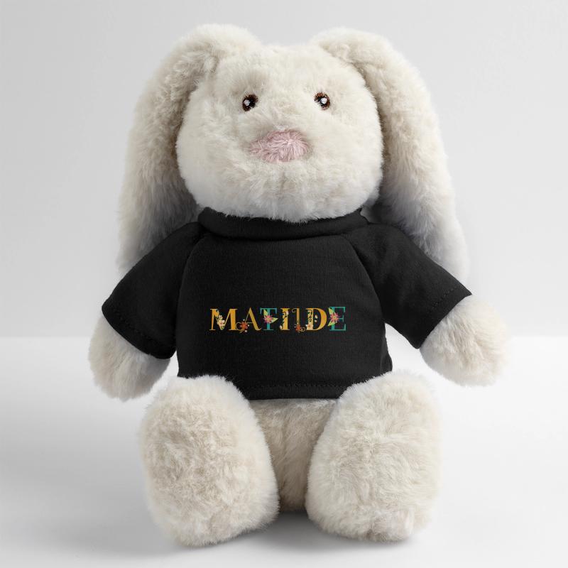 MATILDE Nom Art avec fleurs brodées Lapin en peluche recyclé MiniFeet® Crème