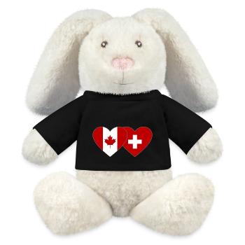 Canada Suisse Drapeau Coeur - Lapin en peluche recyclé MiniFeet® Crème - noir - Devant