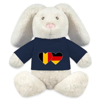 Belgium Germany Flag Heart used - MiniFeet® RecycelHase® Bunny Cream - french navy - Front