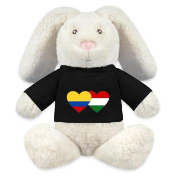 Colombia Hungary Flag Heart - MiniFeet® RecycelHase® Bunny Cream - black - Front