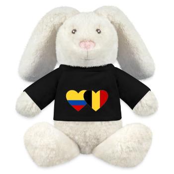 Colombia Belgium Flag Heart - MiniFeet® RecycelHase® Bunny Cream - black - Front