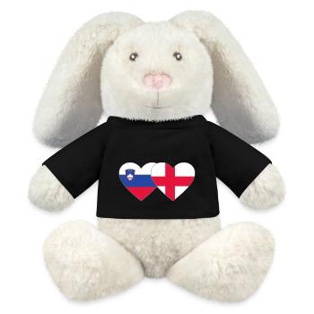 Slowenien England Flagge Herz - MiniFeet® RecycelHase® Creme - Schwarz - Vorne