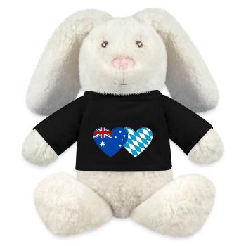 Australie Bavière Drapeau Coeur - Lapin en peluche recyclé MiniFeet® Crème - noir - Devant