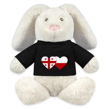 Géorgie Pologne Drapeau Coeur - Lapin en peluche recyclé MiniFeet® Crème - noir - Devant