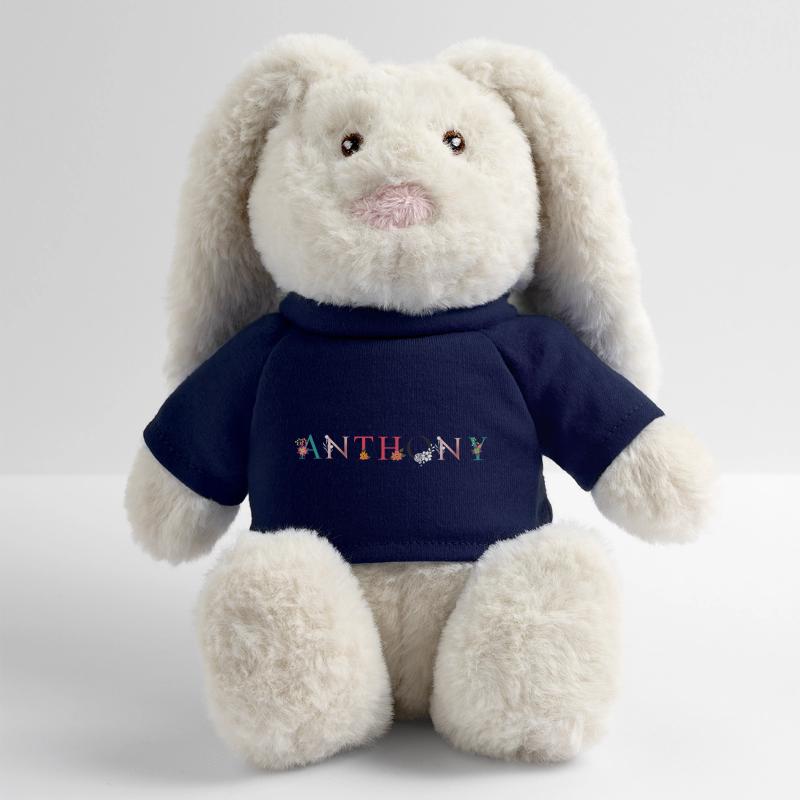 ANTHONY Nom Art avec fleurs brodées Lapin en peluche recyclé MiniFeet® Crème