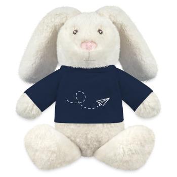 Avion en papier - Lapin en peluche recyclé MiniFeet® Crème - bleu marine - Devant