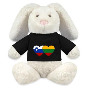 Slovenia Lithuania Flag Heart - MiniFeet® RecycelHase® Bunny Cream - black - Front