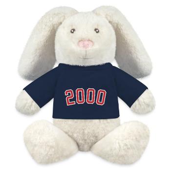 Année de naissance sport 2000 - Lapin en peluche recyclé MiniFeet® Crème - bleu marine - Devant