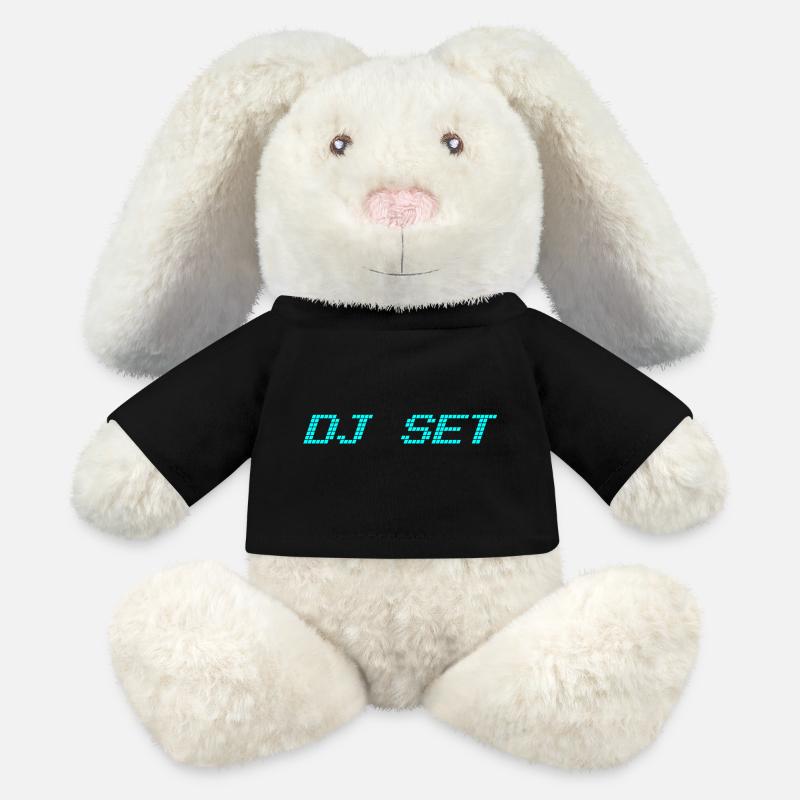 DJ set - Lapin en peluche recyclé MiniFeet® Crème - noir