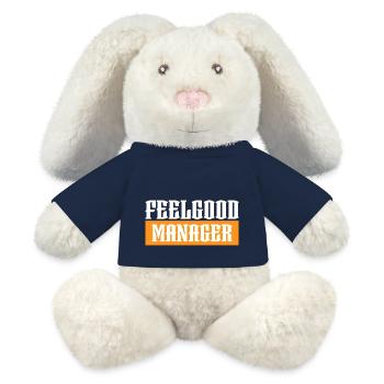 Agence Feelgood manager tshirt orange noir - Lapin en peluche recyclé MiniFeet® Crème - bleu marine - Devant