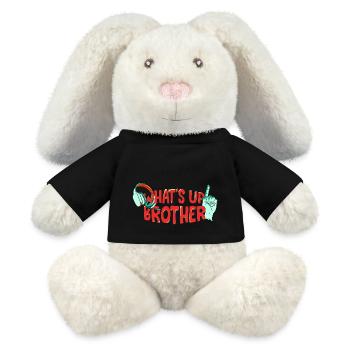Lustiger trendiger Streamer - Whats Up Brother - MiniFeet® RecycelHase® Creme - Schwarz - Vorne