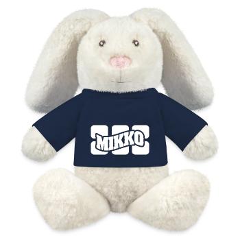 Mikko comme nom - Lapin en peluche recyclé MiniFeet® Crème - bleu marine - Devant