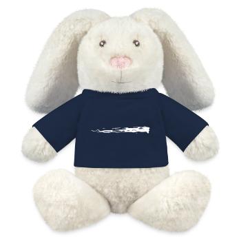 Pinselstrich weiss (Farbe wechselbar) schwungvoll - MiniFeet® RecycelHase® Creme - French Navy - Vorne