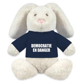 Demokratie in Gefahr - MiniFeet® RecycelHase® Creme - French Navy - Vorne