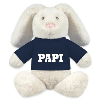 Papi - Lapin en peluche recyclé MiniFeet® Crème - bleu marine - Devant