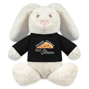 Pizza Leben Pizzeria Party Italien Geschenk Spruch - MiniFeet® RecycelHase® Creme - Schwarz - Vorne