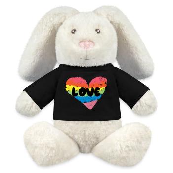 Lgbt Herz Liebe Regenbogen Rechte Homosexueller - MiniFeet® RecycelHase® Creme - Schwarz - Vorne
