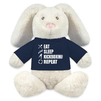 Manger, dormir, faire du kickboxing, répéter - Lapin en peluche recyclé MiniFeet® Crème - bleu marine - Devant
