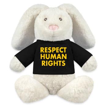 Respect human rights - Lapin en peluche recyclé MiniFeet® Crème - noir - Devant