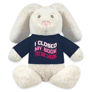 I Closed My Book To Be Here Reading Bookworm Funny - Lapin en peluche recyclé MiniFeet® Crème - bleu marine - Devant