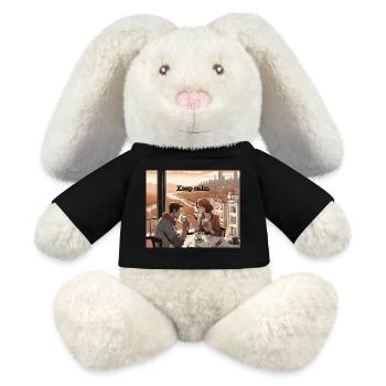 Café avec vue sur la ville. Restez calme. - Lapin en peluche recyclé MiniFeet® Crème - noir - Devant