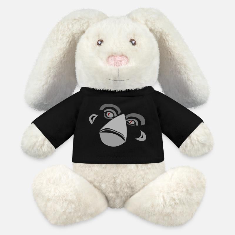 Smart, thoughtful and possibly concerned monkey face - MiniFeet® RecycelHase® Bunny Cream - black