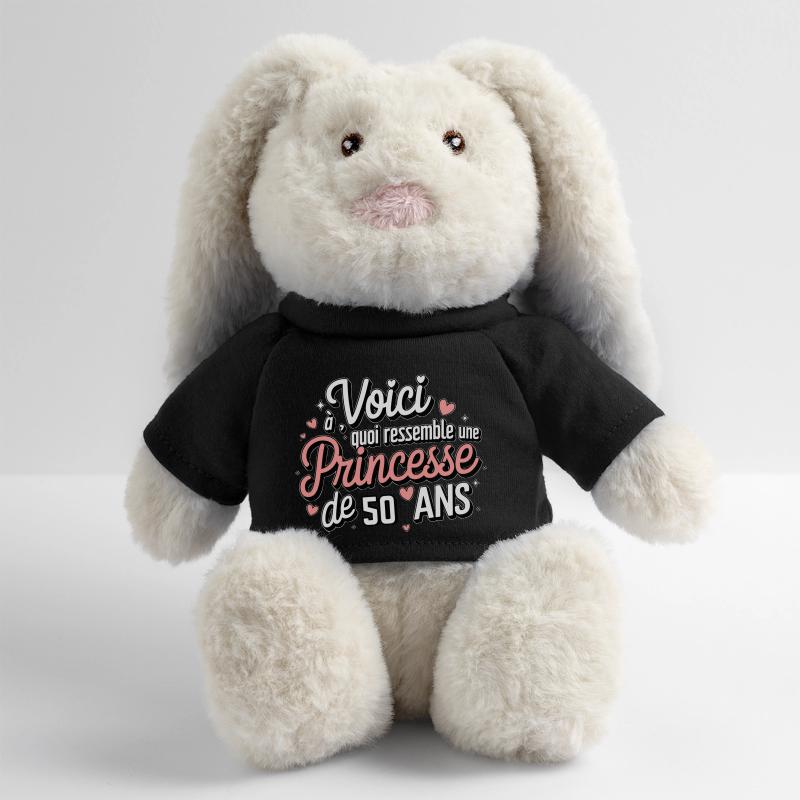 Princesse de 50 Ans Lapin en peluche recyclé MiniFeet® Crème