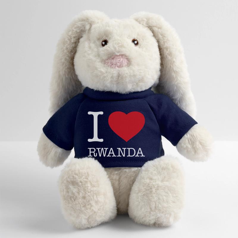 J’ADORE LE RWANDA Lapin en peluche recyclé MiniFeet® Crème