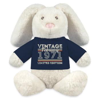 Februar 1971 Geschenk zum Jahrestag - Februar 1971 - MiniFeet® RecycelHase® Creme - French Navy - Vorne