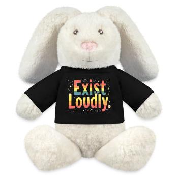 Exist Loudly – Colorful Pride Empowerment - MiniFeet® RecycelHase® Bunny Cream - black - Front