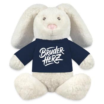 Frère Coeur Frères Grand Bro Disant Petit Frère - Lapin en peluche recyclé MiniFeet® Crème - bleu marine - Devant
