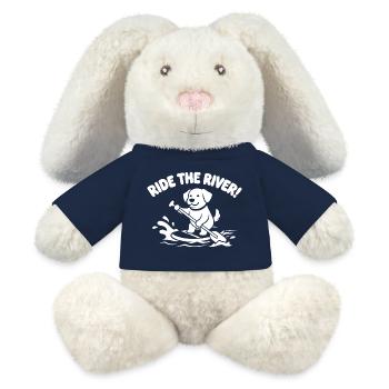 Paddelhund am Fluss - MiniFeet® RecycelHase® Creme - French Navy - Vorne