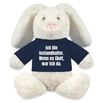 Je suis technicien maintenance – Quand ça marche - Lapin en peluche recyclé MiniFeet® Crème - bleu marine - Devant