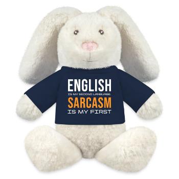 Sarcasm First, English Second - MiniFeet® RecycelHase® Creme - French Navy - Vorne